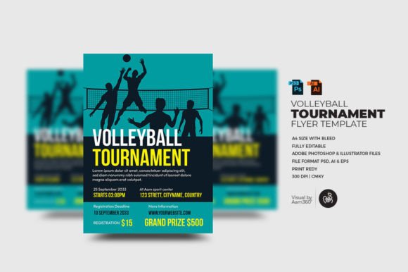 Score Big with a Professional Volleyball Tournament Flyer Template