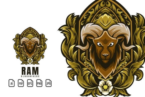 Unleash Power: The Ram Head Vintage Design Template